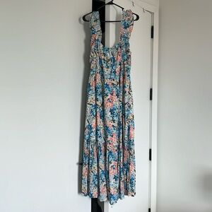 (Size XL) Woman’s Ruffle Strap Textured Maxi Dress